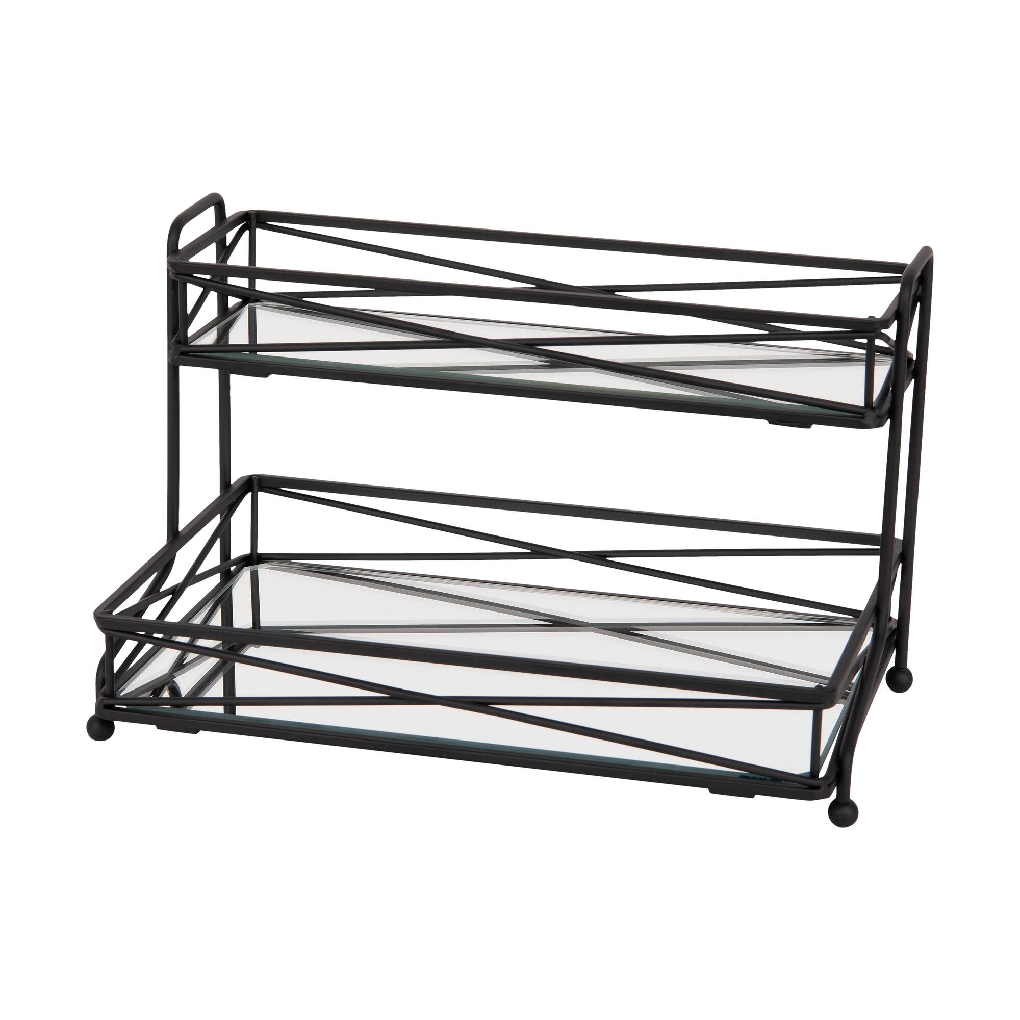 Home Details Matte Black 2-Tier Vanity Tower